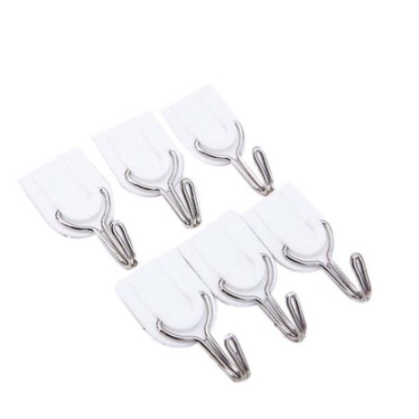 Gantungan Hook Kait Isi 6 Pcs Gantungan Tempel Dinding Kamar Mandi Dapur Sticky Hanger Wall