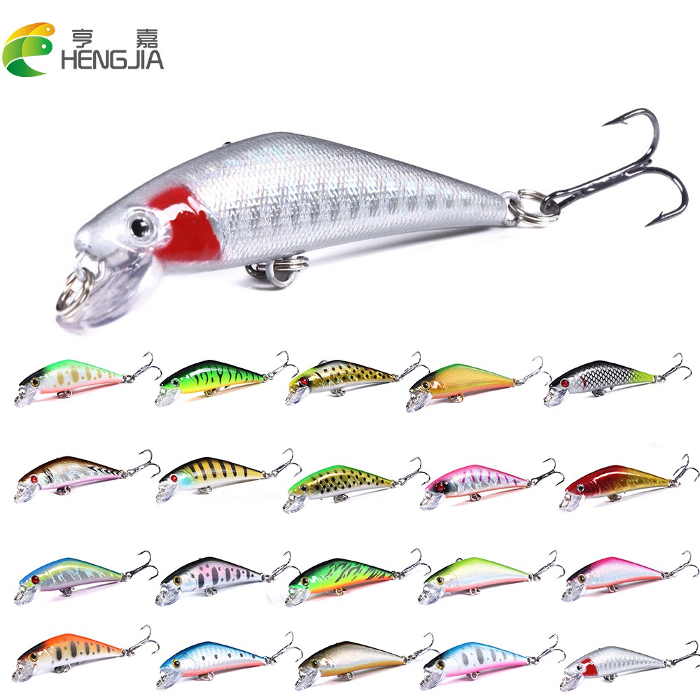 HENGJIA 10pcs 6.8cm/5.2g Minnow Umpan Pancing Sinking Bass Bait Casting Fishing Lure Ikan Tackle