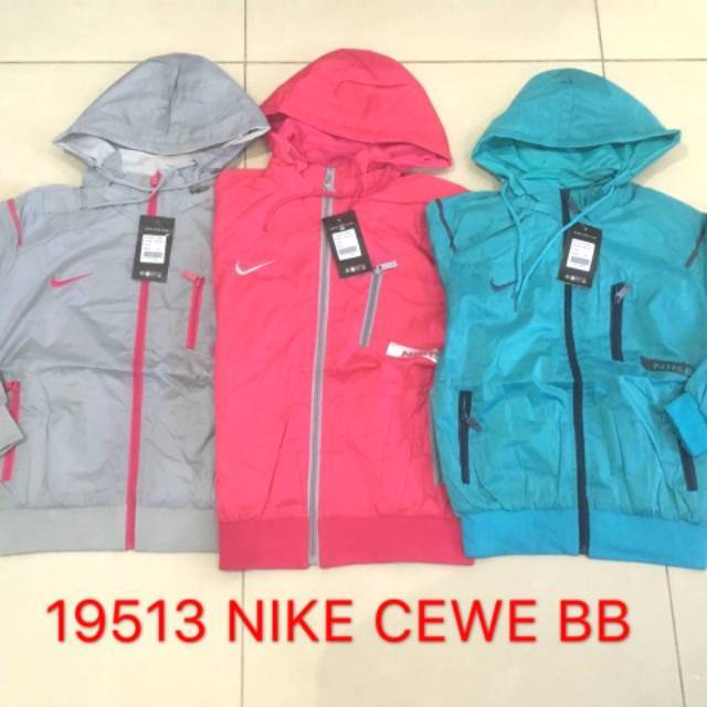 Jaket Hoodie Wanita Nike Parasut Bolak Balik Waterprof Import