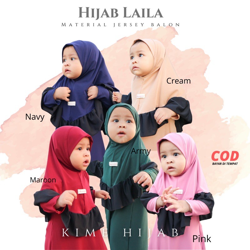 HIJAB ANAK SYARI / HIJAB BAYI MURAH / JILBAB ANAK / KERUDUNG ANAK LAILA by kime.co