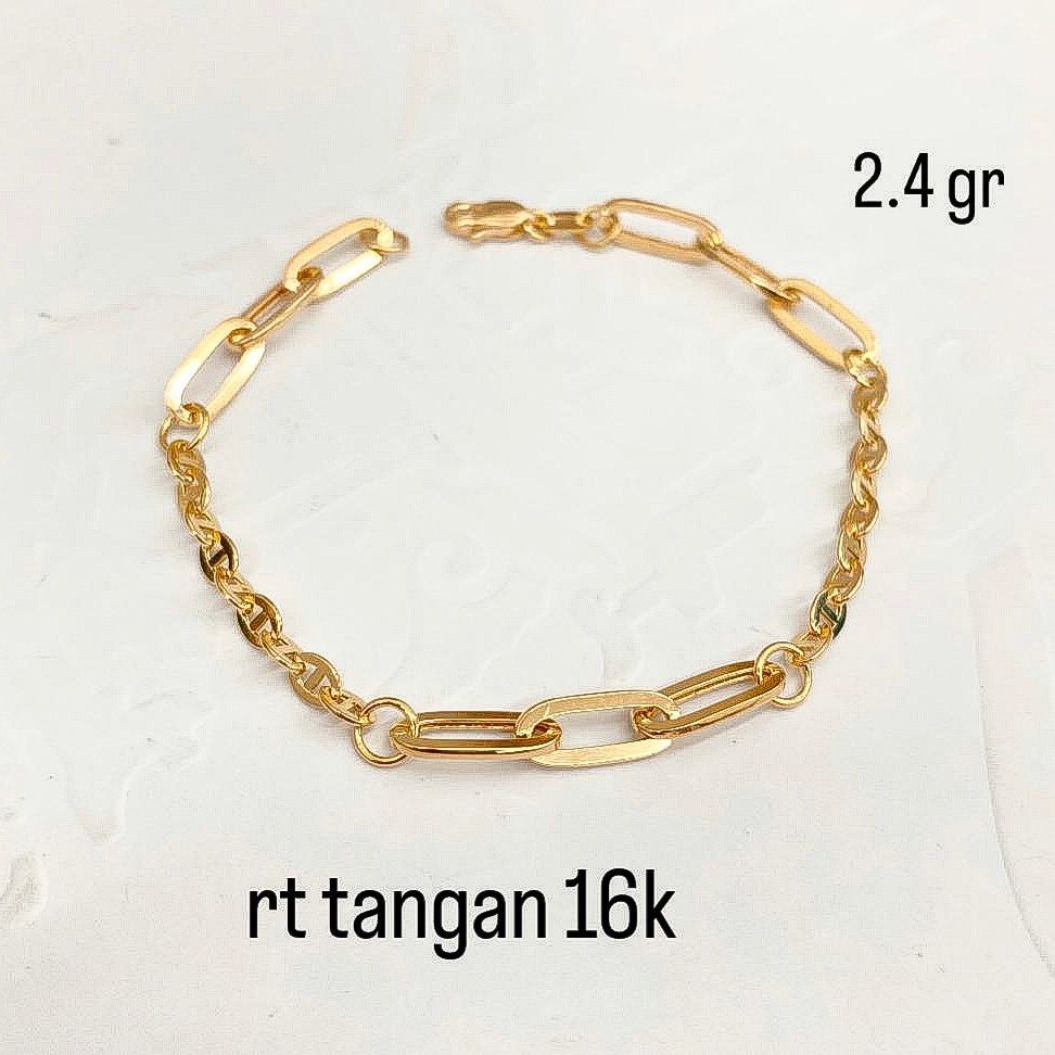 Gelang rantai anak dan dewasa emas asli kadar 700 70 16k branded nori tangan paperclip horseshoe mix polo holo ringan 1 2 gram gr