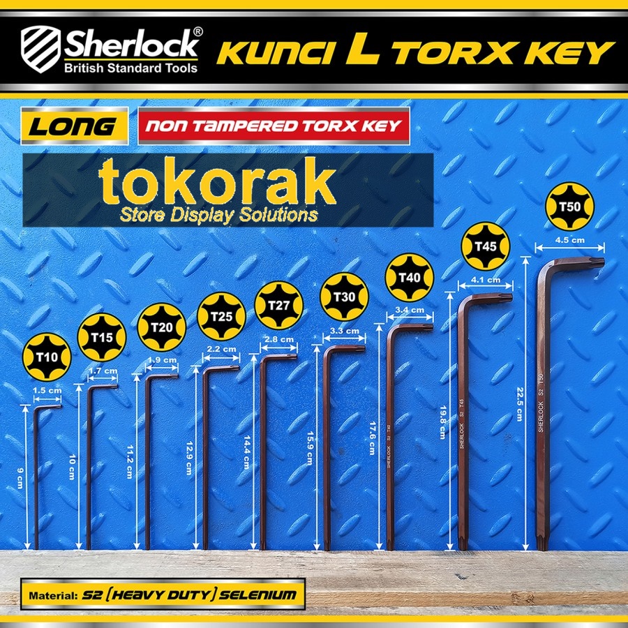 KUNCI L BINTANG HEXKEY LONG SET 9 PCS SHERLOCK - TORX KEY NON TAMPER