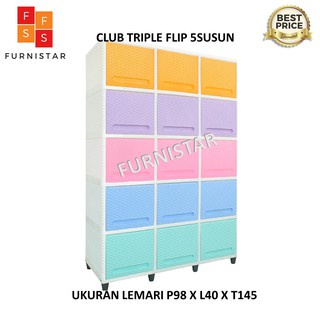 CARGO- LEMARI PLASTIK CLUB TRIPLE FLIP 5 SUSUN / LEMARI CLUB TRIPLE FLIP 5 SUSUN