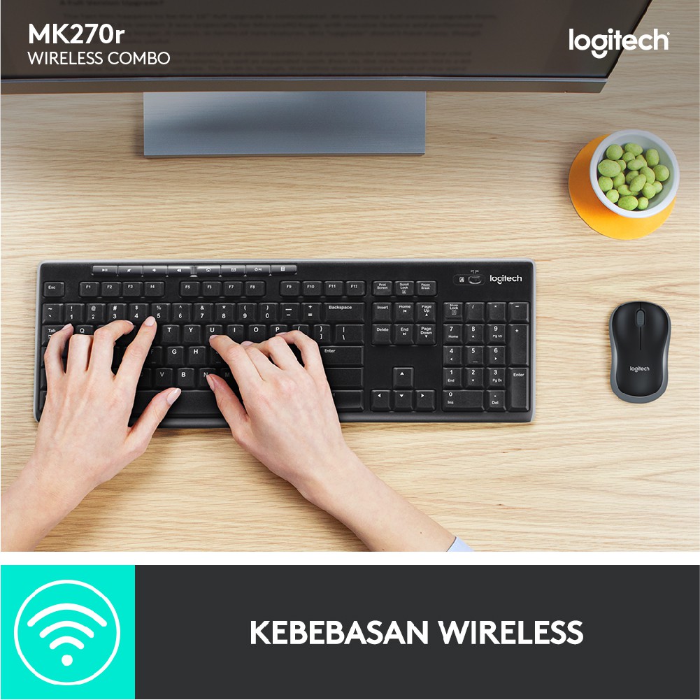 Logitech Keyboard + Mouse Wireless MK270r - Wireless Keyboard + Mouse MK 270r-1