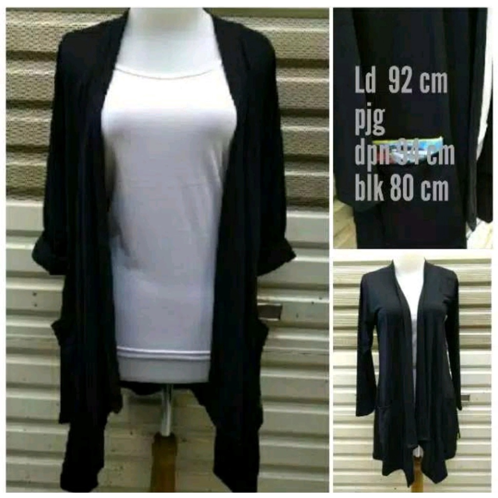 Outer Wanita Korea Casual - Cardigan Saku 2 Lengan Panjang Bahan Codoray Muat Bb 40-80