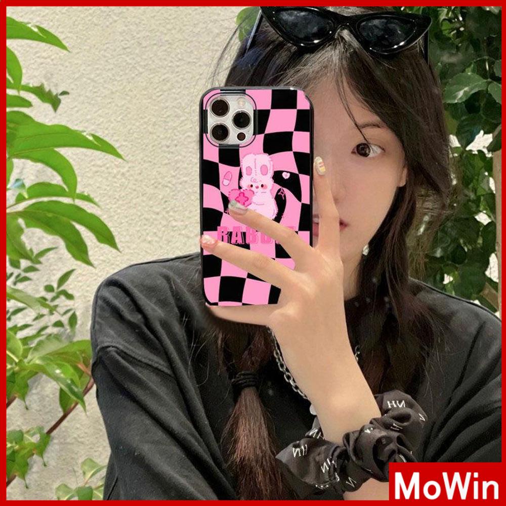 iPhone Case Silicone Soft Case Black Glossy Candy Case Shockproof Protection Camera Cartoon Cute Pink Rabbit Compatible For iPhone 11 Pro Max 13 Pro Max 12 Pro Max 7Plus xr XS Max