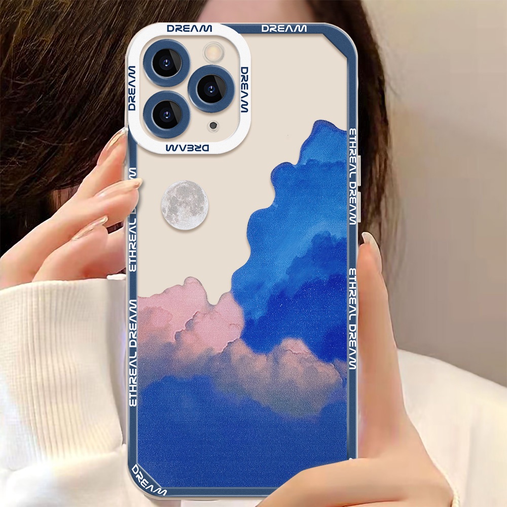 Soft Case TPU Transparan Motif Matahari Terbenam / Malaikat Untuk iPhone 13 12 11 Pro MAX XS MAX XR X 7 8 Plus SE 2020