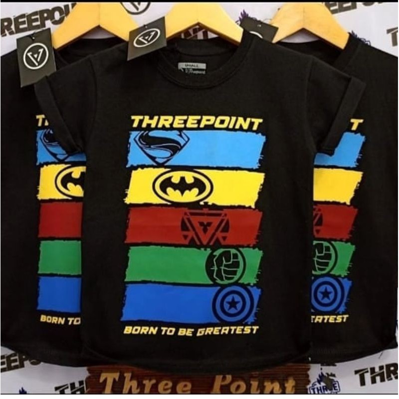 KAOS ANAK DISTRO THREE POINT/Logo Batman/LOGO AVANGERS