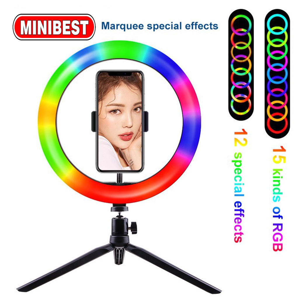 Ring Light RGB 26 CM + 2M Led Rainbow TRIPOD Video LED TIKTOK