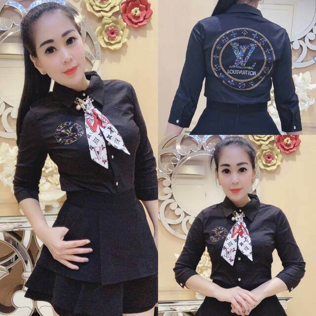 READY KEMEJA SYAL LV FASHION WANITA QUALITY IMPORT