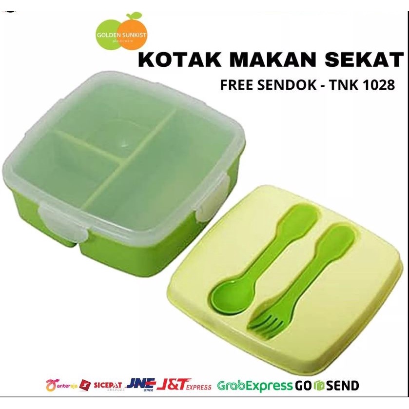 [DEASHOP] [FOOD STORAGE] TEMPAT MAKAN LUNCH BOX GOLDEN SUNKIST + SENDOK GARPU