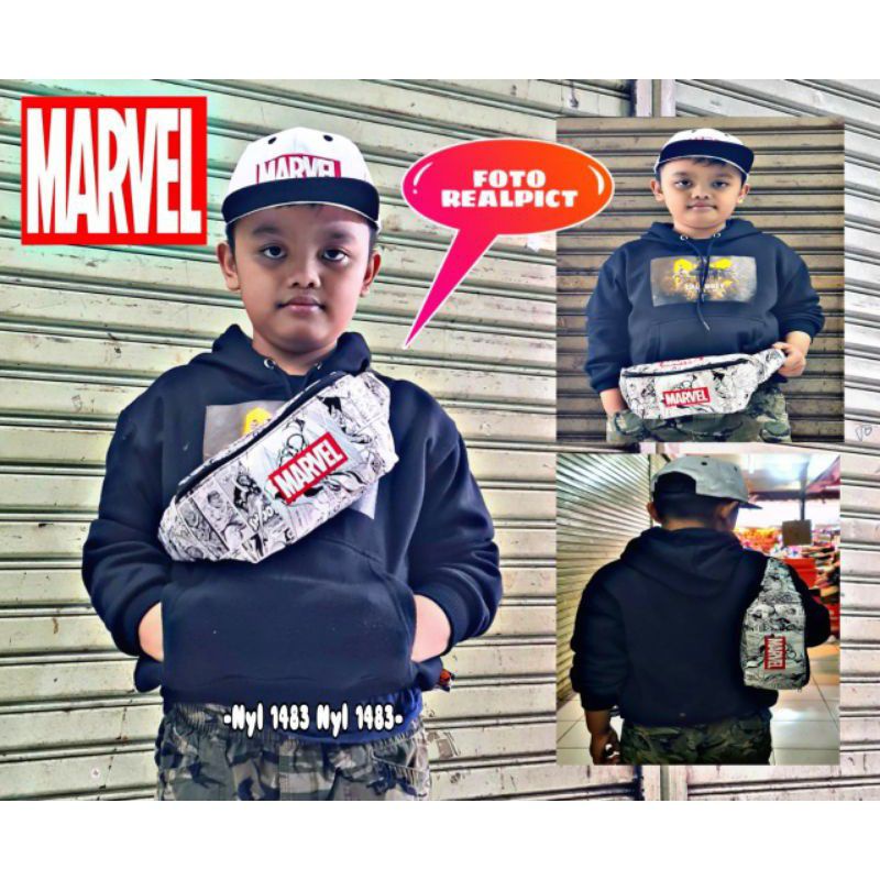 WAISTBAG anak laki laki karakter MARVEL +TOPI Murah