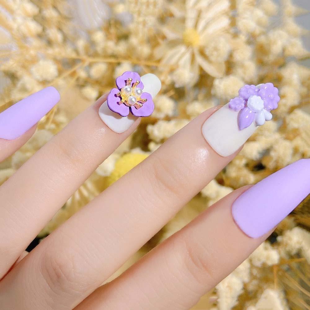 AUGUSTINA Perhiasan Bunga Nail Art Agustina Elegan Manikur Aksesoris Pesona DIY Desain Nail Art