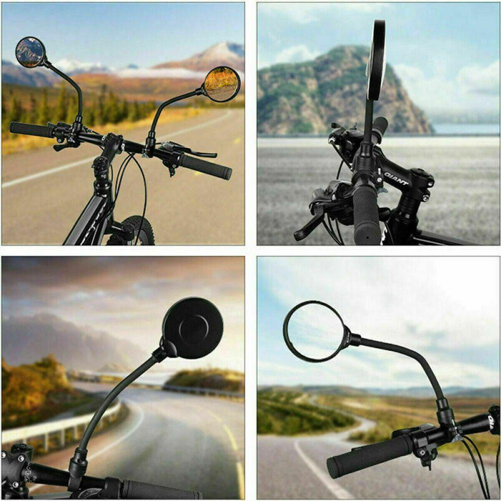 Kaca Cermin Sepeda Flexible Populer360° Stang Sepeda Rotate Black Side Retroreflector