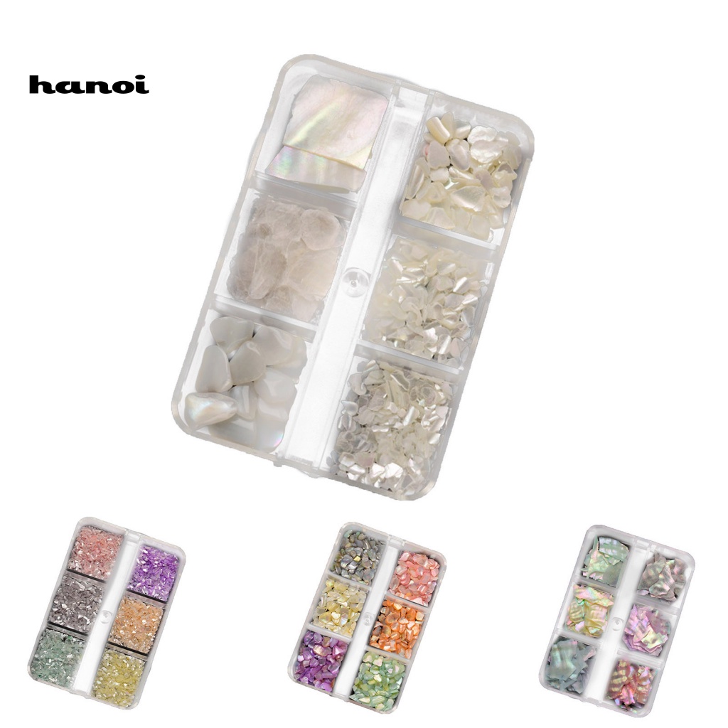 Han_ 1 Kotak Ornamen Kerang Multifungsi Untuk Dekorasi Nail Art