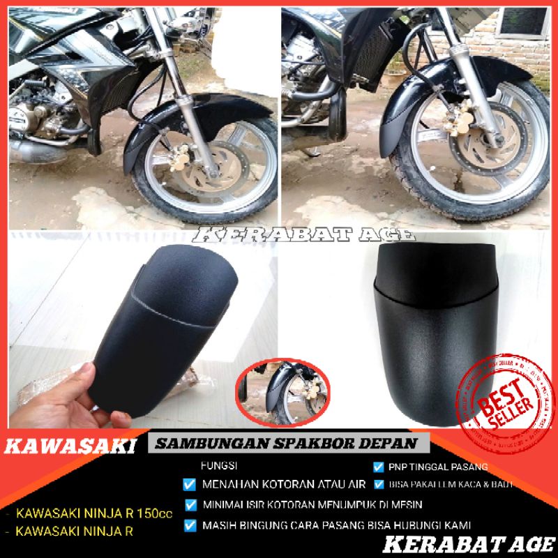 aksesoris ninja r150 sambungan spakbor depan penahan lumpur