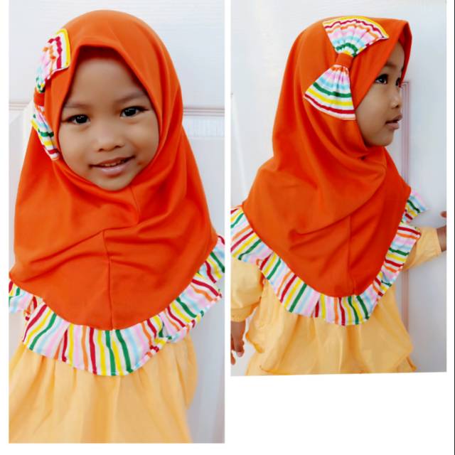 jilbab anak pita untuk paud / tk bahan kaos