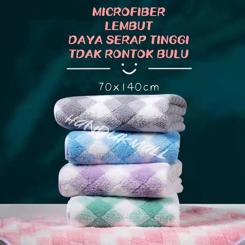 Handukmall Handuk Mandi Dewasa UKuran 70x140 Bahan  Microfiber   Lembut Daya Sserap Tinggi Motif  Diamond Lx