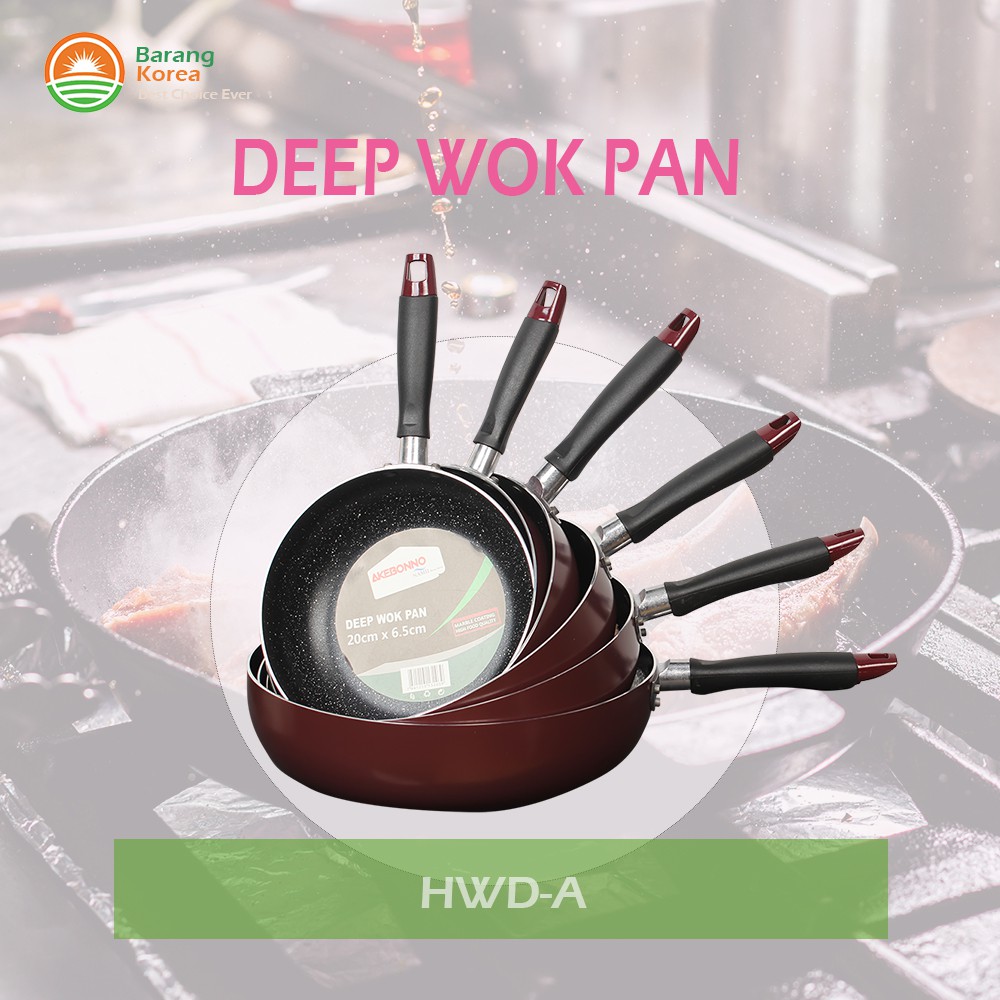 K-Food Deep Wok Pan HWD A Wajan Dalam Akebonno Anti Gores Anti Lengket Ukuran 18cm-30cm