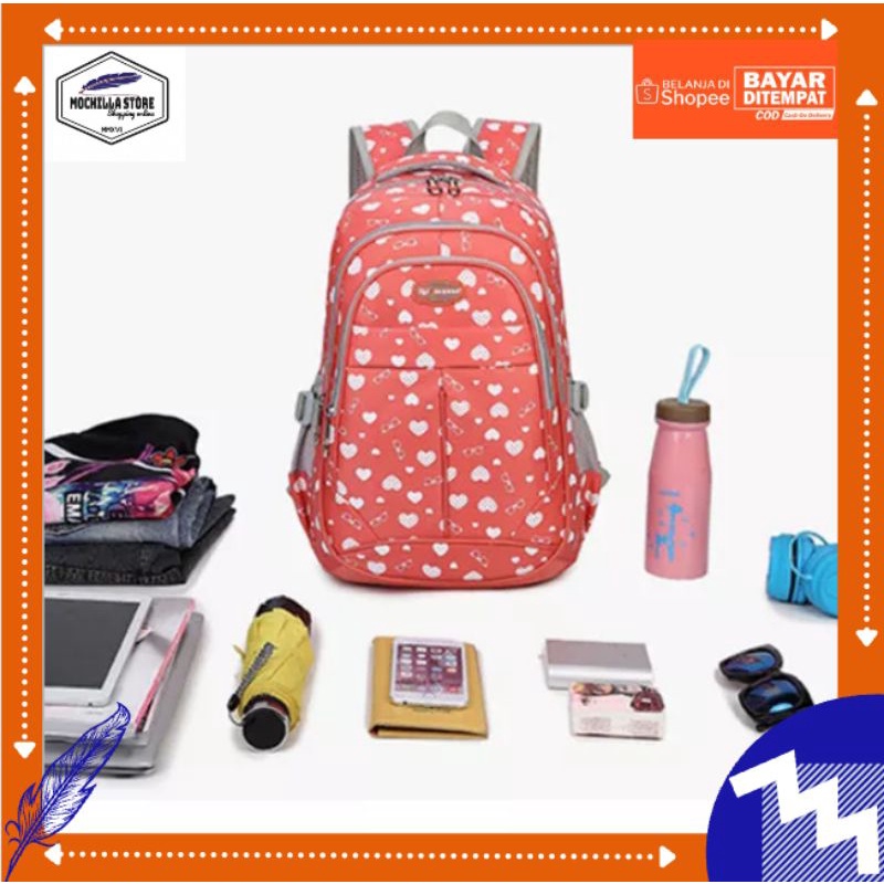 MochillaStore - Tas Sekolah Ransel Anak Perempuan Tas Sekolah SD SMP SMA Tas Ransel Backpack Tas Populer Love Tas Gendong