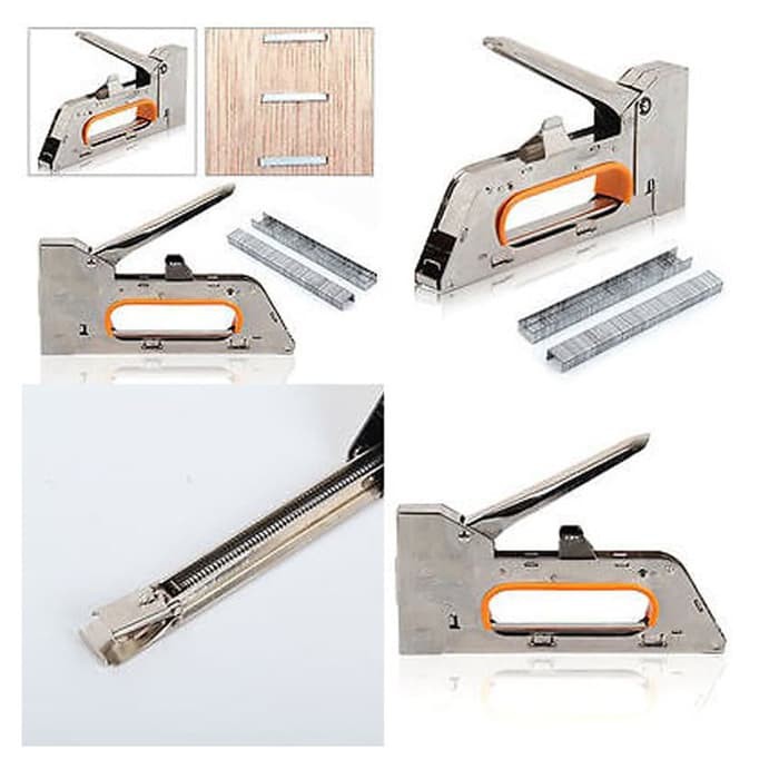 

Staples Tembak Gun Tacker Powerful Stapler Steples Stepler - Silver