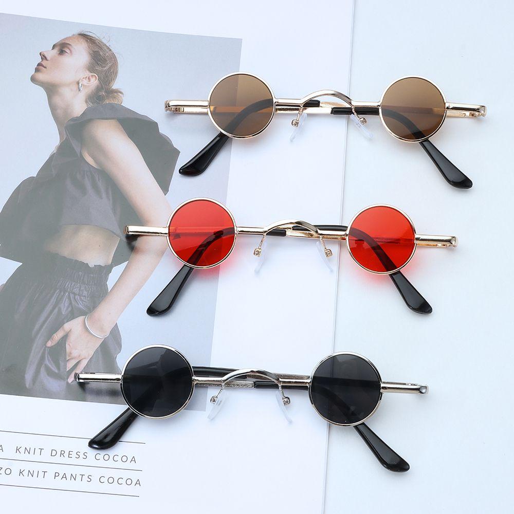 [POPULAR] Retro Small Round Sunglasses Candy Color Shades Sun Glasses Women Men Metal Frame Ins Fashion Hip Hop Punk