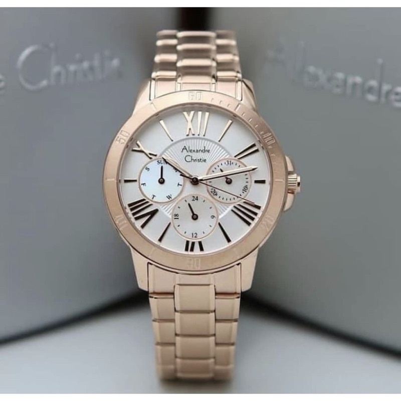 JAM TANGAN WANITA ALEXANDRE CHRISTIE AC 2650 / AC2650 ROSEGOLD PUTIH ORIGINAL