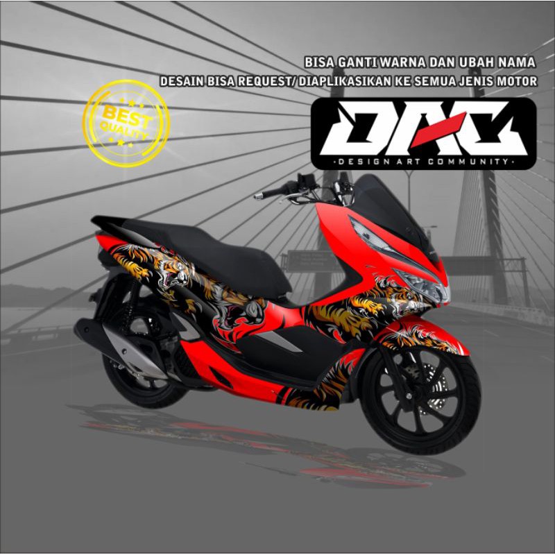 Sticker Decal full body PCX 150 tiger merah