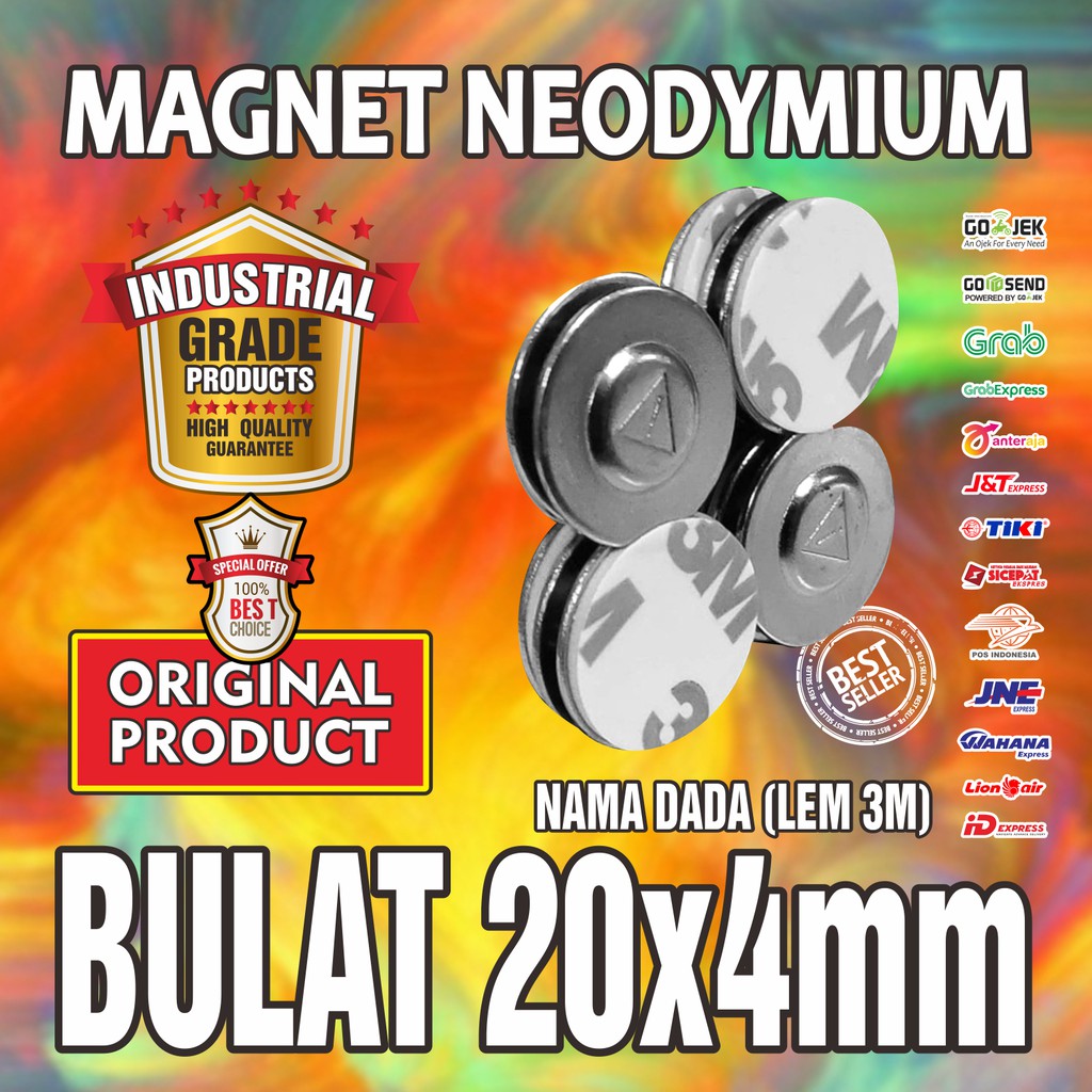 

MAGNET NEODYMIUM DADA BULAT DIAMETER 20x4mm - 20 x 4 mm LEM 3M