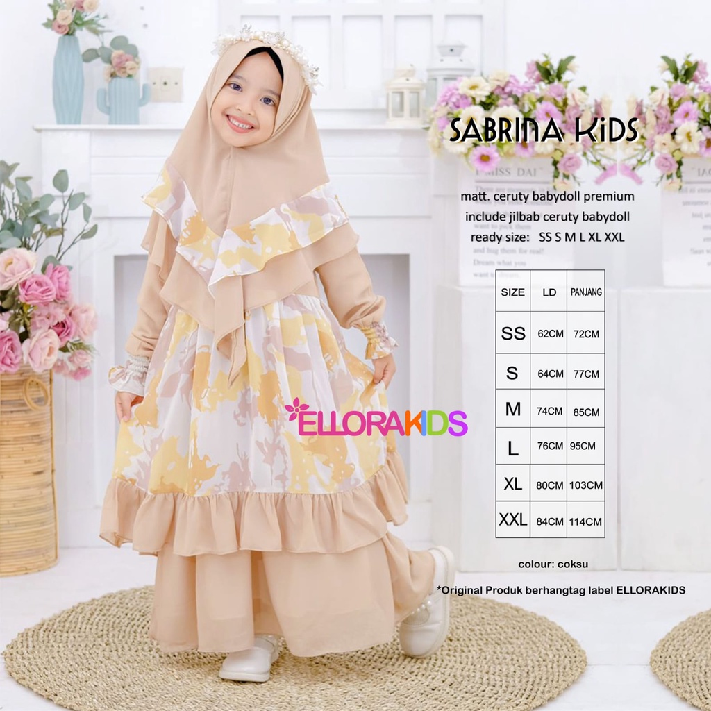 SABRINA KIDS_GAMIS ANAK PEREMPUAN_DRESS ANAK PEREMPUAN BY ELLORA KIDS SIZE SS DAN S