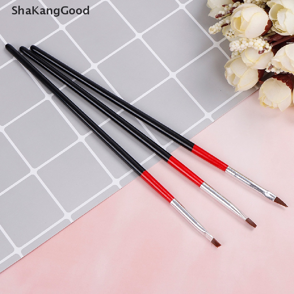 3pcs / set pen brush Lukis uv gel builder Bahan Akrilik Untuk salon nail art