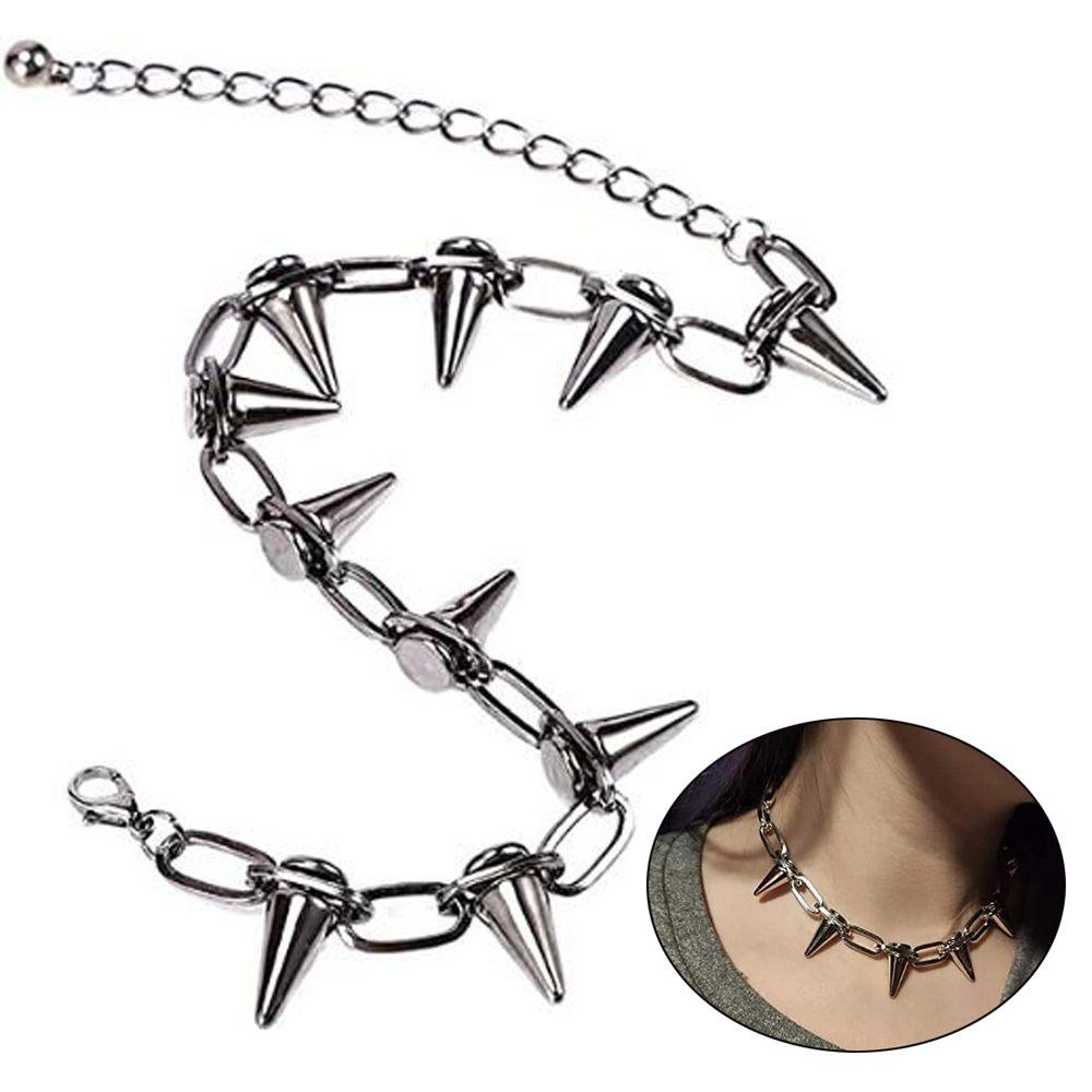 Solighter Rivets Chokers Hadiah Pesta Untuk Wanita Pria Perhiasan Punk Harajuku