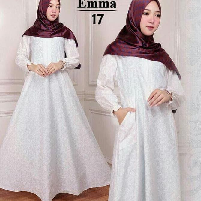 BAJU GAMIS POLOS EMMA PUTIH / GAMIS PESTA KONDANGAN / DRESS GAMIS