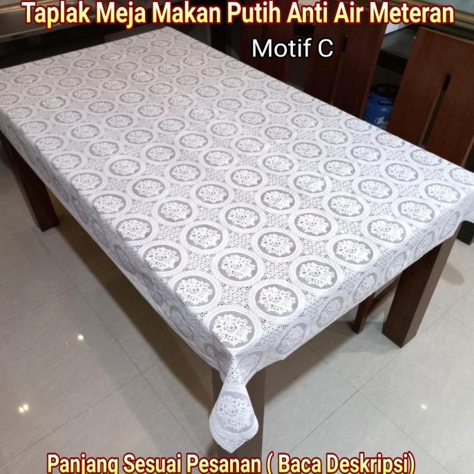 %%%%] Taplak Meja Makan Plastik Putih Polos Meteran Panjang 3 4 5 Meter