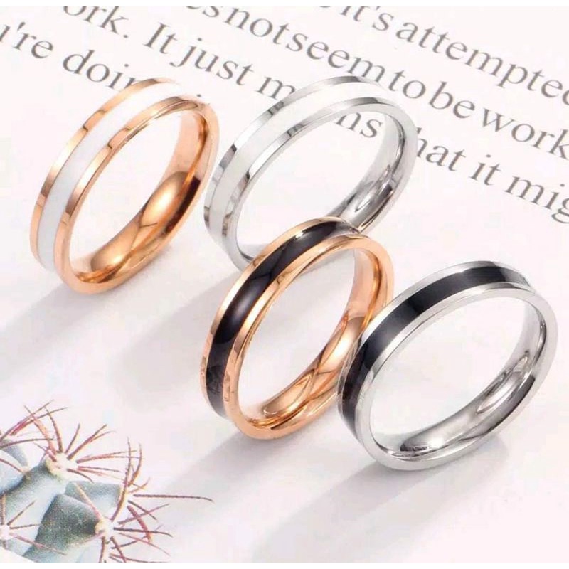 Cincin Couple Titanium Premium Lapis Emas 18K Termurah Warna Hitam Gold Dan Silver N25092101