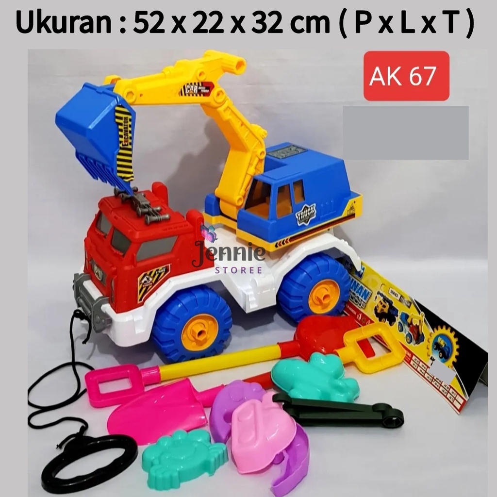 Mainan Truck Beko Besar + Cetakan Pasir AK67 / Mainan Mobil Truk Pasir Besar