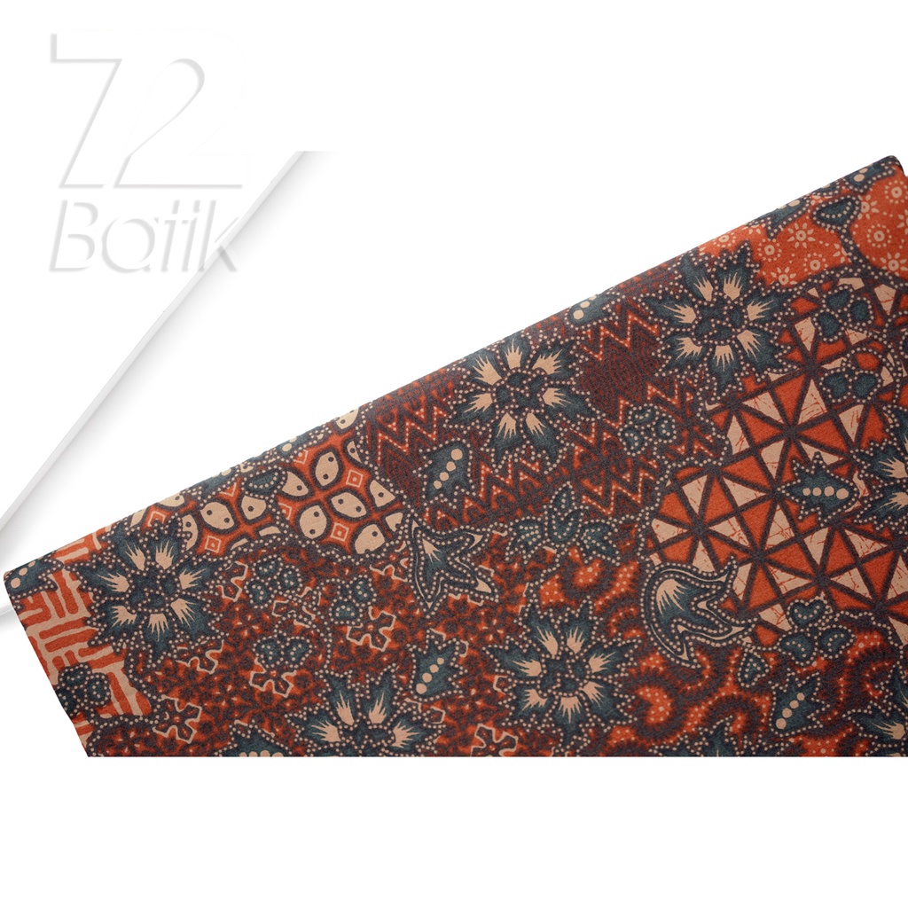 KAIN BATIK PREMIUM Bahan Katun Motif Sekar Jagad Warna Orange 721782 Cap 72 Jarik Jarit Samping Kebat Panjang Batik Katun Modern Premium Bahan Seragam Batik Pernikahan Kantor Keluarga Murah Kamen Jadi Batik Bali Lembaran