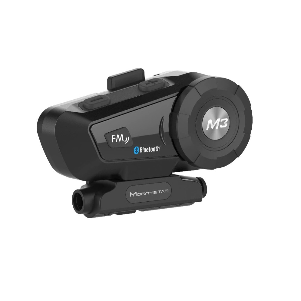 MORNYSTAR M3 Intercom Music GPS Telpon Bluetooth Headset For Helmet-HITAM