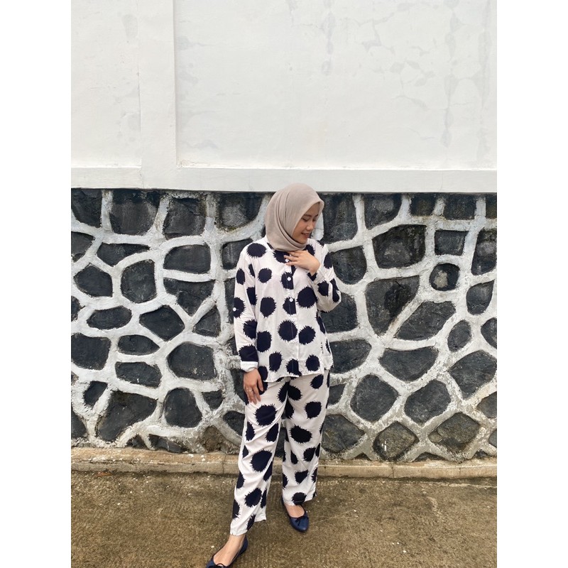 PIYAMA / BAJU TIDUR POLKADOT KATUN TERMURAH