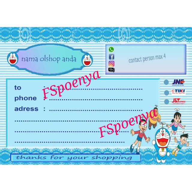 Stiker Pengiriman Label Alamat Kirim Olshop Doraemon Shopee Indonesia