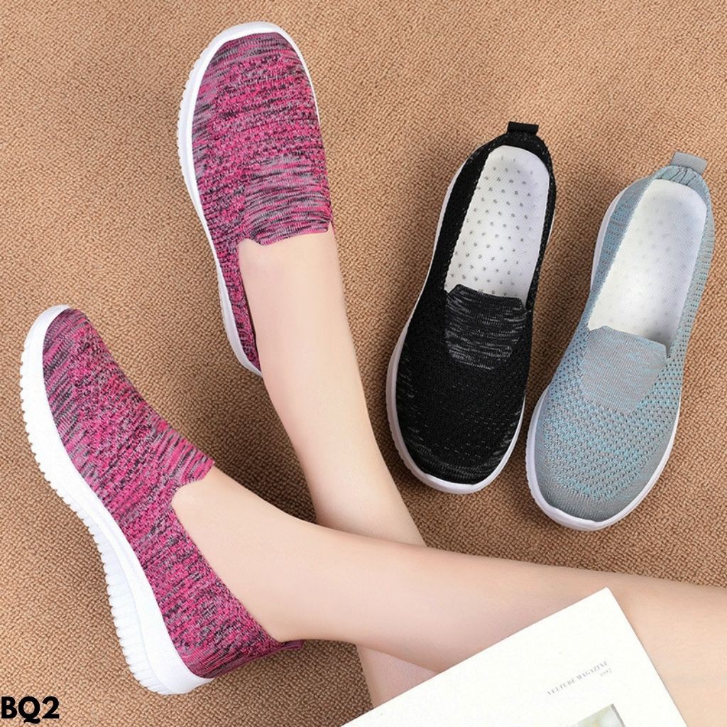SNEAKERS TANPA TALI WANITA NYAMAN IMPORT SOLE ANTI SLIP MAMA REMAJA MUDA LARI SPORT BQ3