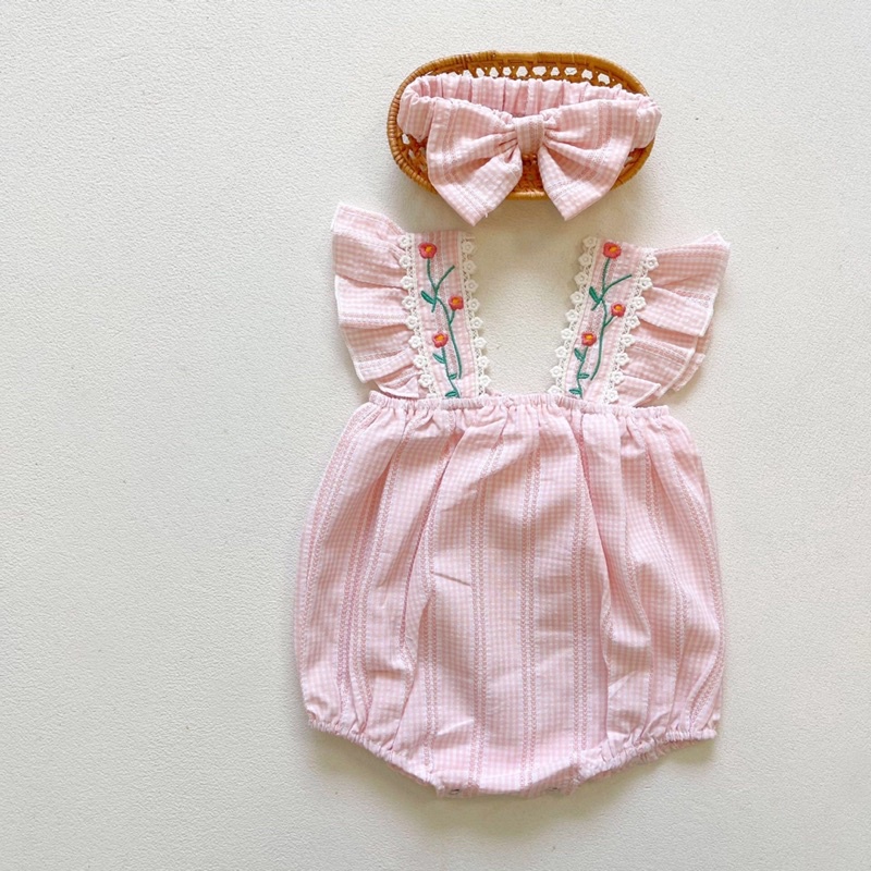 Olivia Romper | baju bayi | baju bayi perempuan | baju bayi cewek | baju baby girl | baju bayi unyu 