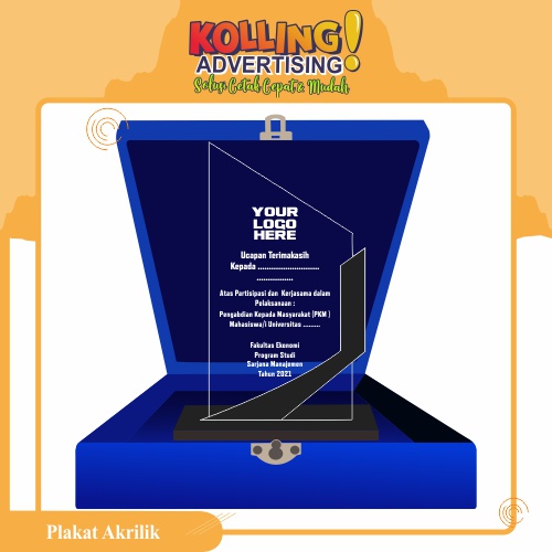 Custom plakat akrilik / Pelakat / Piala Kenang Kenangan / Cinderamata