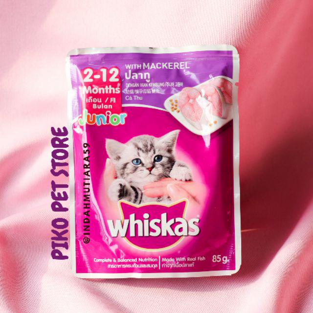 Whiskas Cat Pouch Junior Kitten Wet Food Makanan Basah Kucing 85g Mackarel Tuna Shopee Indonesia