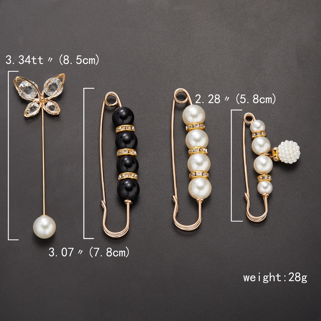 Set of 6 Round Flower Rabbit Badge Pendants with White Imitation Pearls and Rhinestones, One-pin Pins and Big Brooches