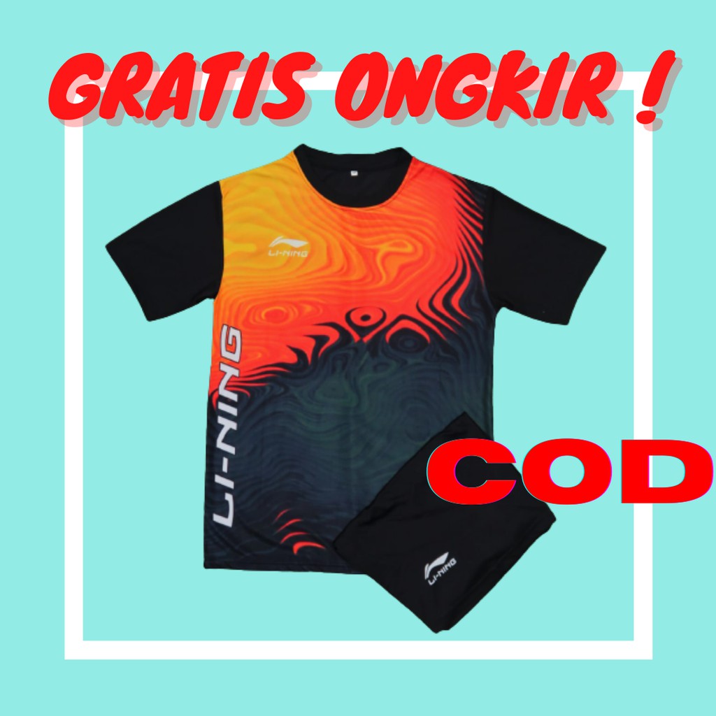 SETELAN KAOS BADMINTON LINING 03 KAOS OLAHRAGA PRIA FULL PRINTING COD PAKAIAN OLAHRAGA BULUTANGKIS