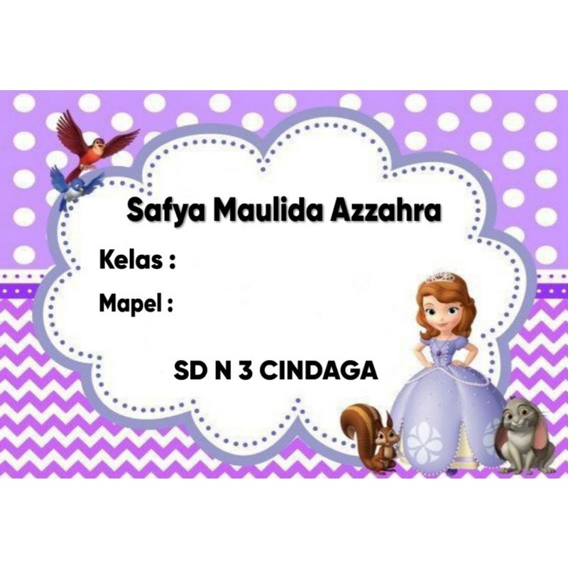

(ISI 50 PCS) LABEL BUKU SEKOLAH MOTIF PRINCESS SOFIA
