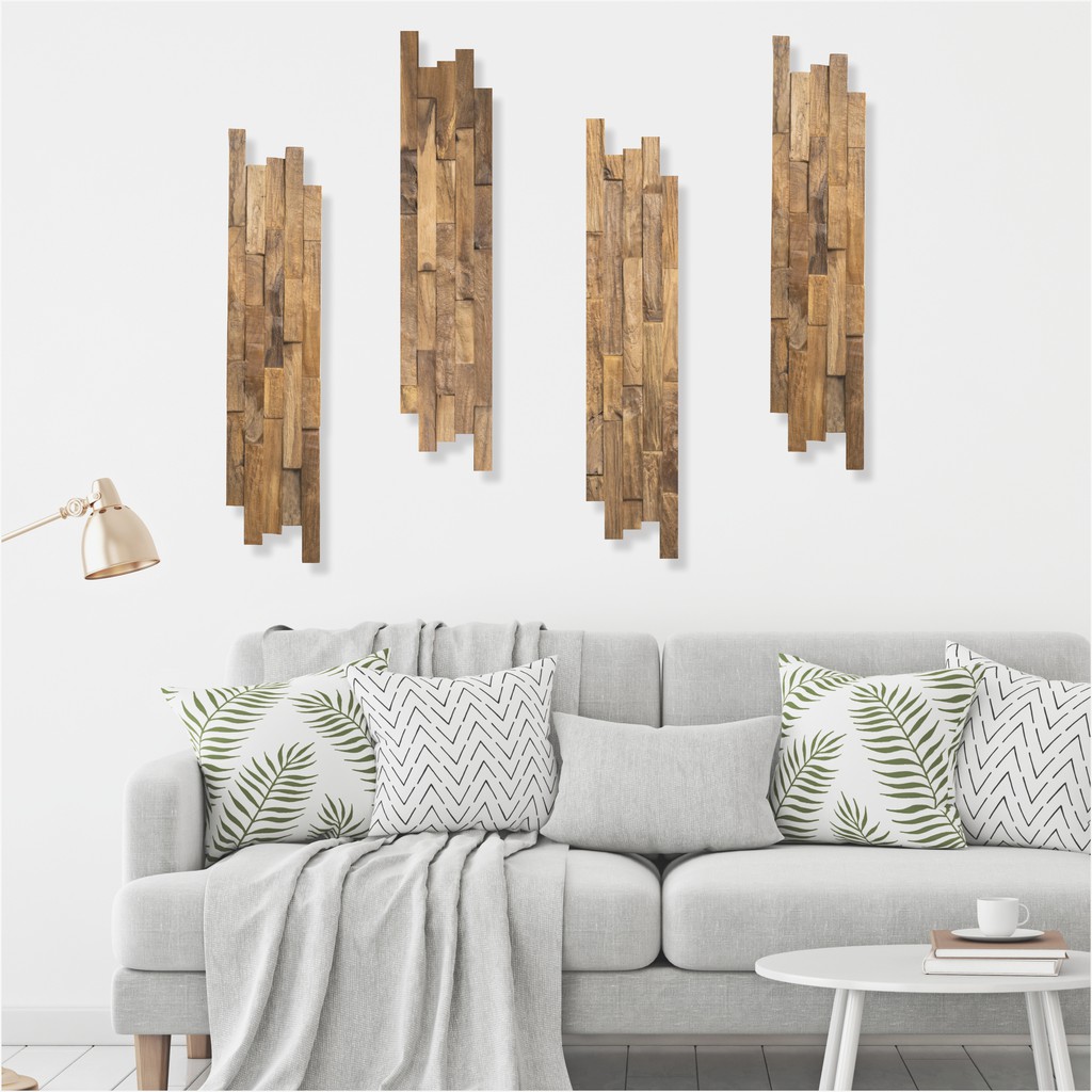 Wooden Projects Wood Panel Wall decor Kayu Jati antik warna natural