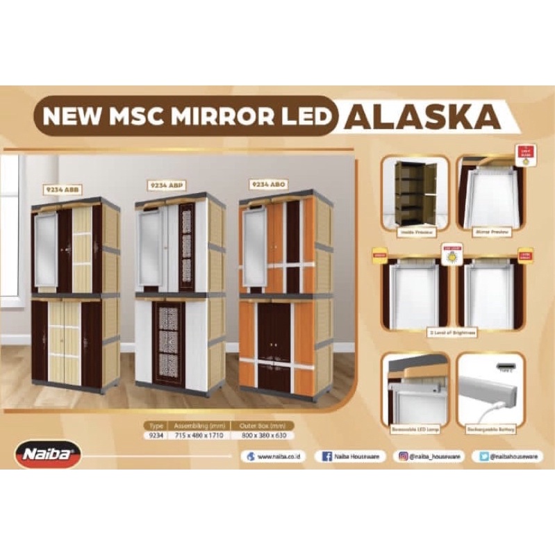 Lemari Naiba Alaska MSC Mirror 9234 NEW!!