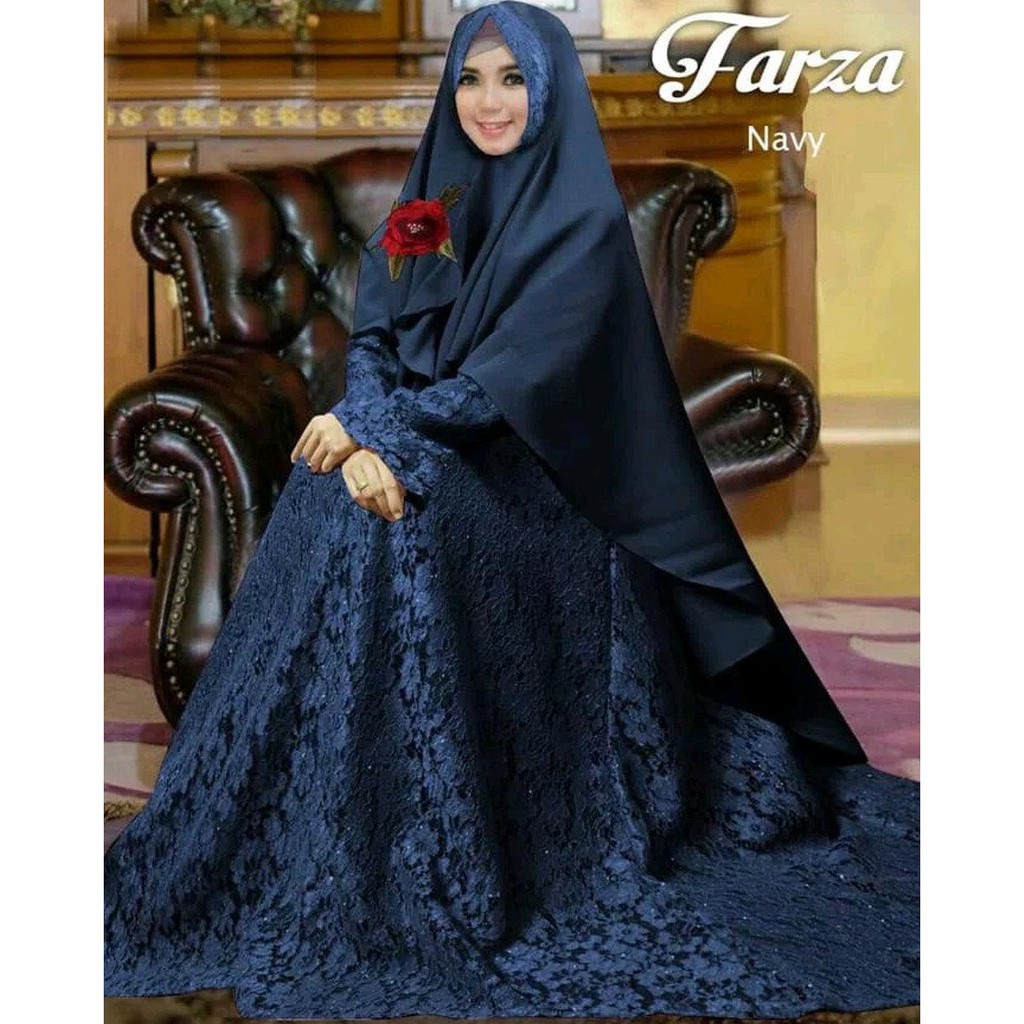 Terbaru Dress maxy setelan hijab gamis pesta syari Farza brukat mewah jumbo